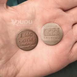 Copper coin, token"Flying fish in Kuldiga" (Dark)